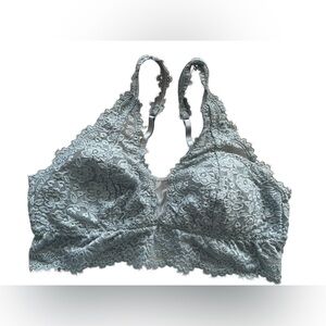 Aerie Lace Bralette in Light Blue with Padding & Bra Closure Feminine